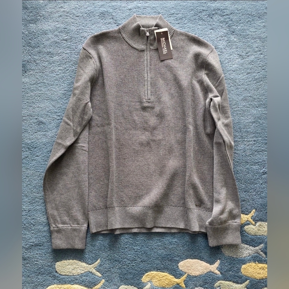 Michael Kors Gray Zip-Up Sweater Men's Medium